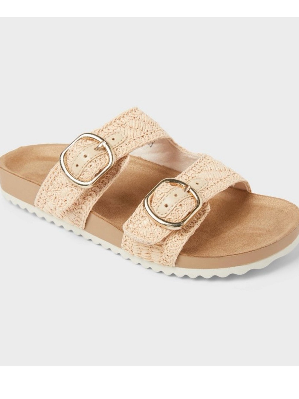 Target Tan Woven Double-Buckle Slide Sandal